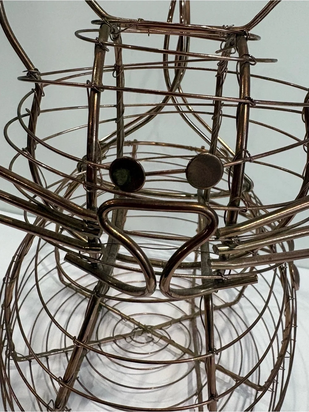 Vtg Copper Wire Cat Egg‎ Basket Kitsch 90’s Cottage Decor Country Farm Barn